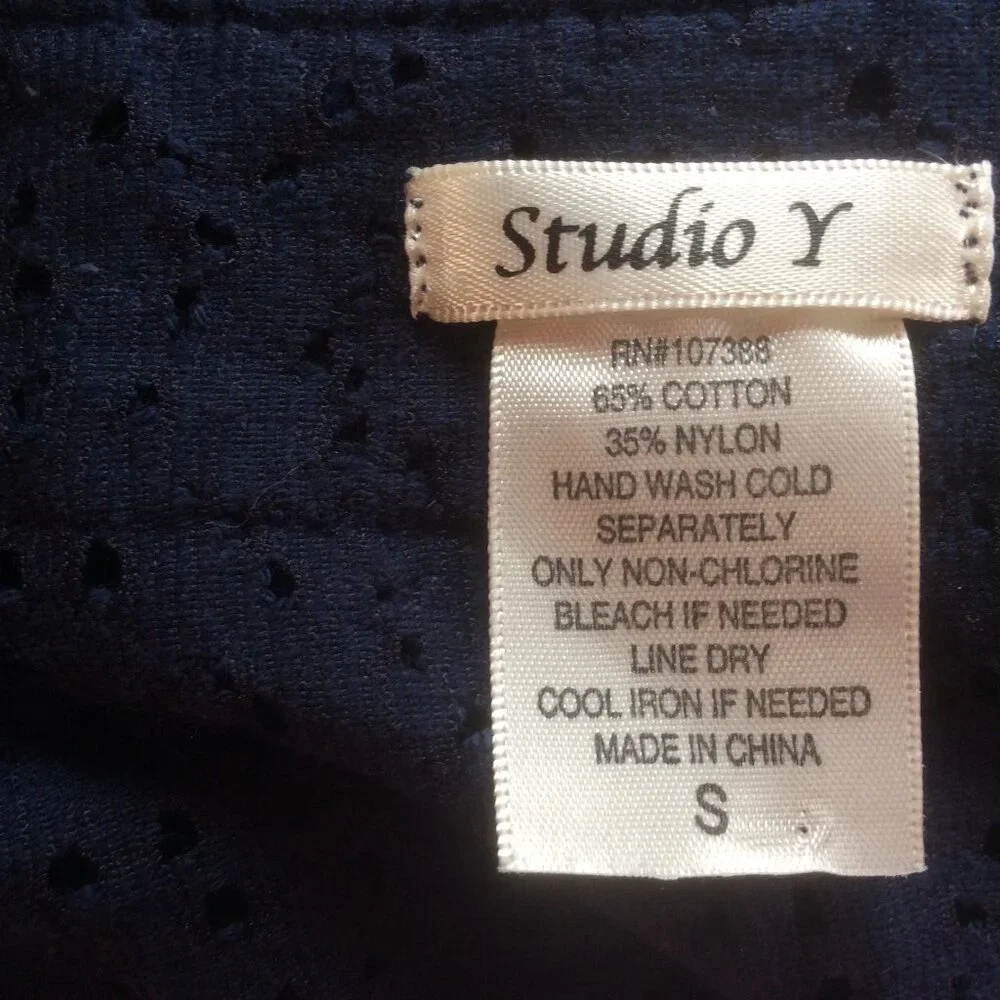 Studio Y Blue Eyelet Y2K Peplum Bolero Cardigan Size Small - Picture 3 of 3